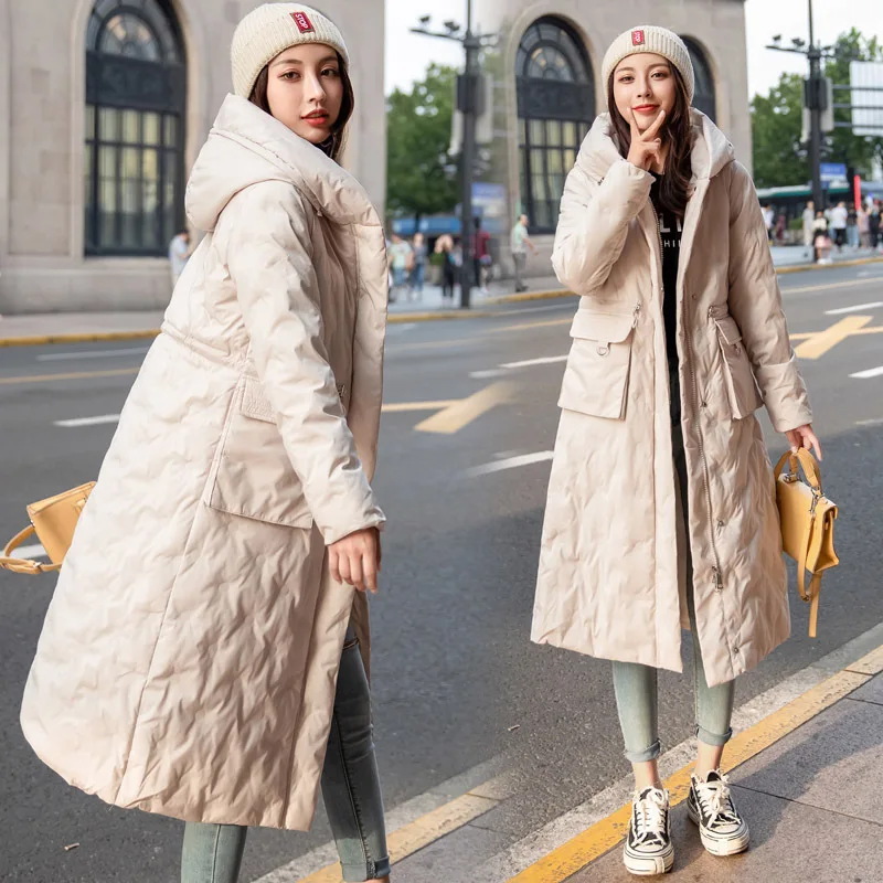 

Thick Warm Korean-style Slim Fit Slimming Solid Color Pocket Long 2019 Winter New Style Cotton-padded Clothes/Cotton Coat