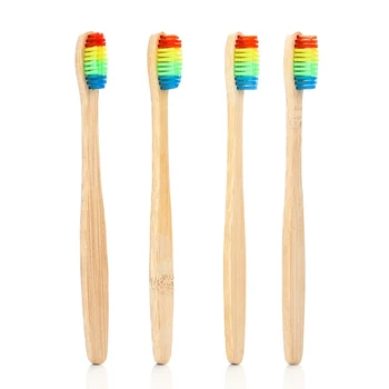 

Vaclav 4Pcs Bamboo Toothbrush Rainbow Bamboo Tooth Brush Fibre Toothbrush Colorful Toothbrush Soft Bristle Brush