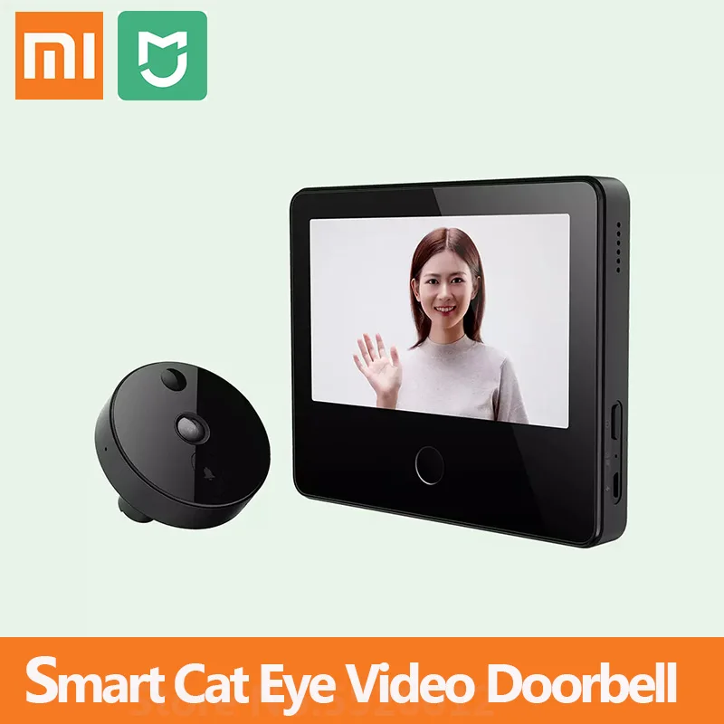 Умный беспроводной дверной звонок Xiaomi Mijia с кошачьим глазом и 5 дюймовым