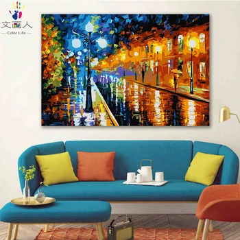 

DIY colorings pictures by numbers with color Abstract night scene Abstract color picture drawing painting by numbers framed Home