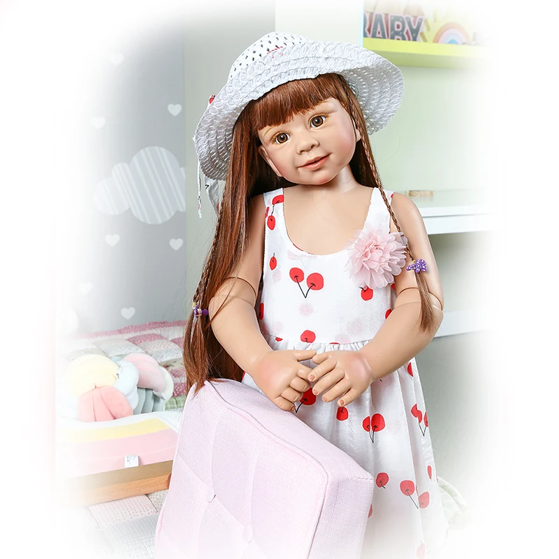 87 см жесткий винил малыш принцесса девочка кукла игрушка как настоящий ребенок одежда Фото Модель длинные волосы Одеваются Кукла ребенок подарок на день рождения
