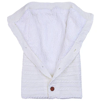 

Baby Winter Swaddle Blanket Warm Fleece Stroller Wrap Nap Blanket Thick Knit Baby Sleeping Bag Sack (White)