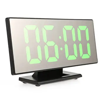 

New Upgrate Digital Alarm Clock LED Mirror Clock Multifunction Snooze Display Time Night Led Table Desktop alarm clock(green)