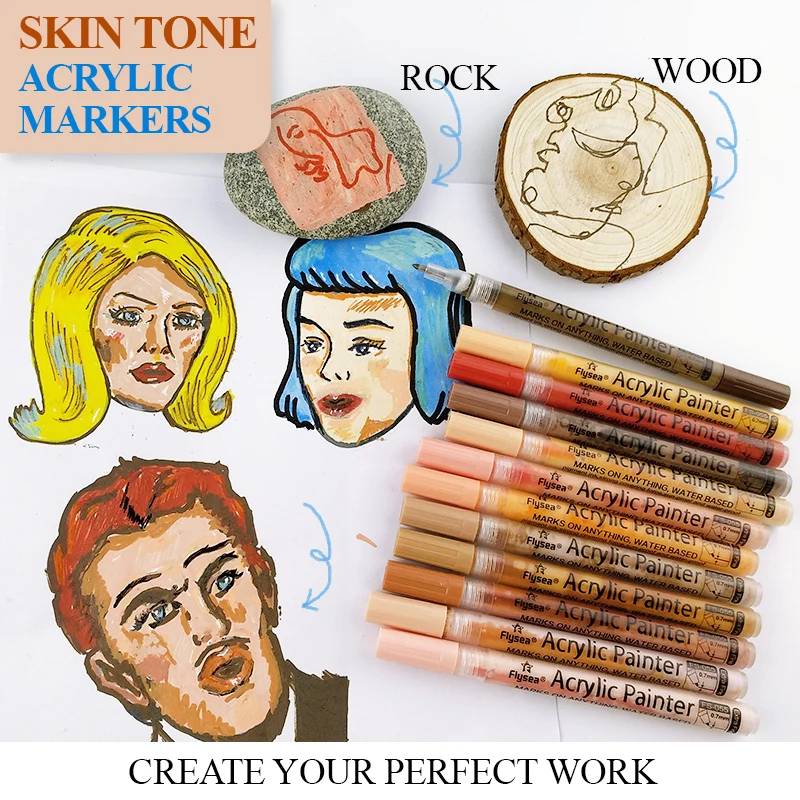 

Color Stone Acrylic Paint Markers Set Art Marker Permanent Complexion Rocks Glass Drawing Comics Fabric Wood DIY Crafts Mark