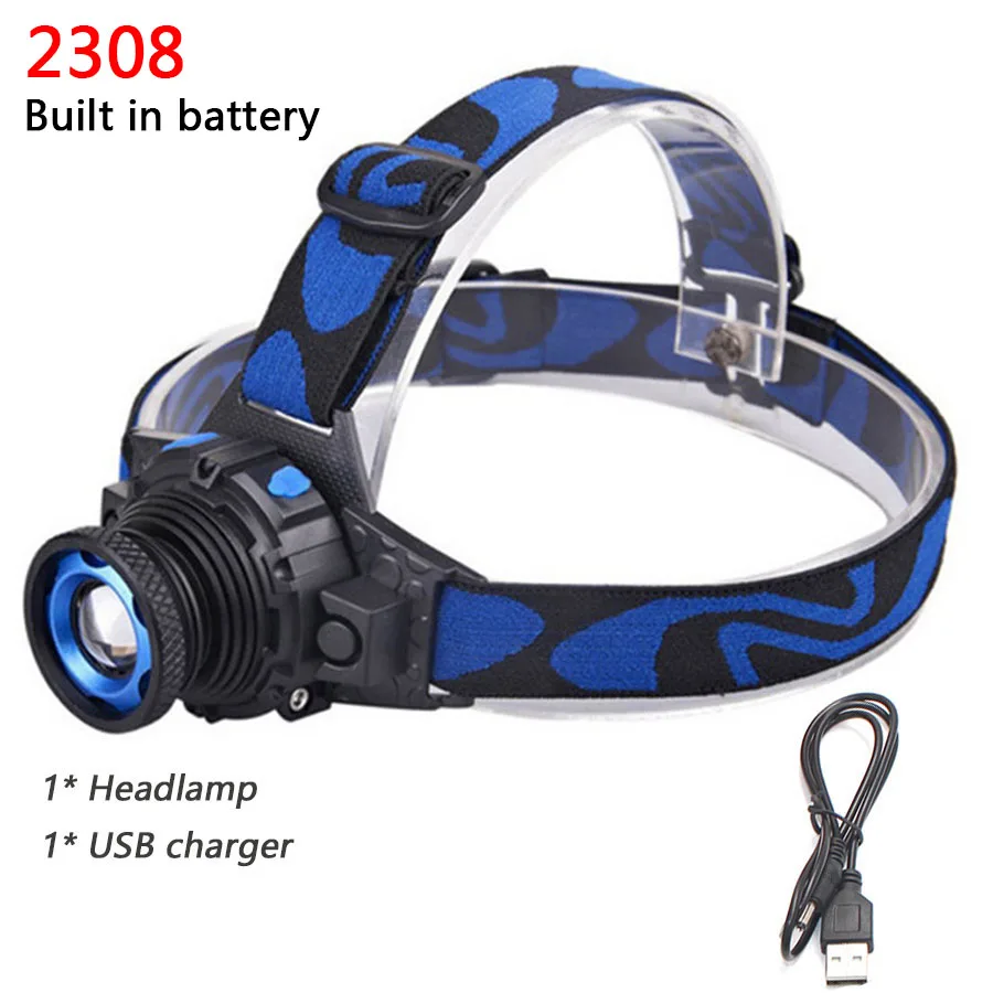 A Litwod Z302308 Q5 светодиодный яркий налобный фонарь головной свет налобный светодиодный фонарик Встроенный перезаряжаемый аккумулятор Головной фонарь масштабируемый - Испускаемый цвет: A