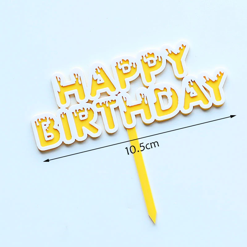 Yellow Happy Birthday DIY Cake Top Flag Acrylic Cake Topper Party Cake Decorations Baby Shower Boy Birthday Party Wedding Supplies - Цвет: Yellow