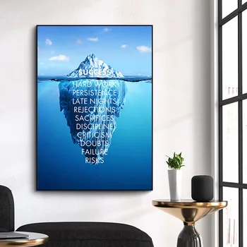 

Iceberg of Success Canvas Poster Seascape Motivational Canvas Painting Wall Art Nordic Print Wall Picture for Living Room Modern