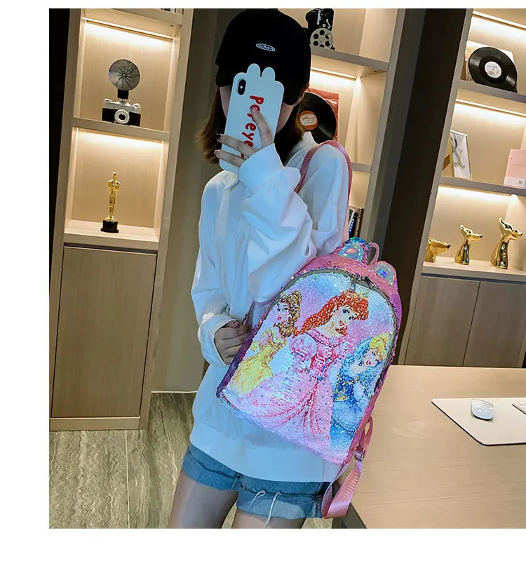 Disney Принцесса рюкзак замороженная Эльза сумка женская обесцвечивающая школьная сумка модные блестки маленький рюкзак Детская сумка