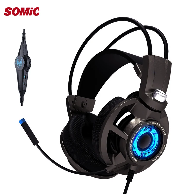 Somic G954 USB 7,1 стерео проводные Игровые наушники игровая гарнитура с микрофоном светодиодный свет для ноутбука компьютерный геймер