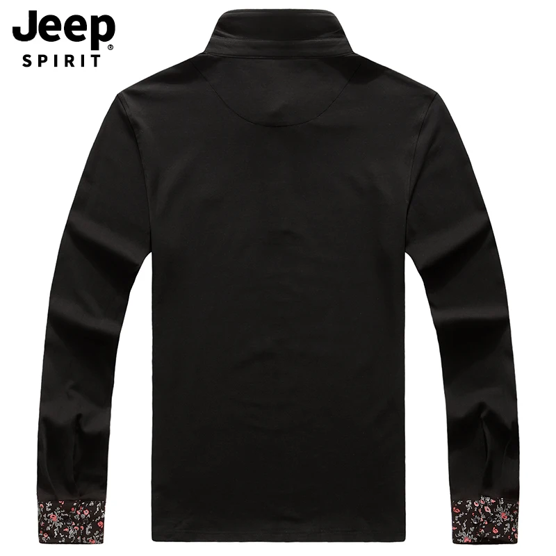 JEEP SPIRIT/известная брендовая Осенняя мужская рубашка поло с принтом, длинный рукав, отложной воротник, Повседневная хлопковая рубашка поло для мужчин