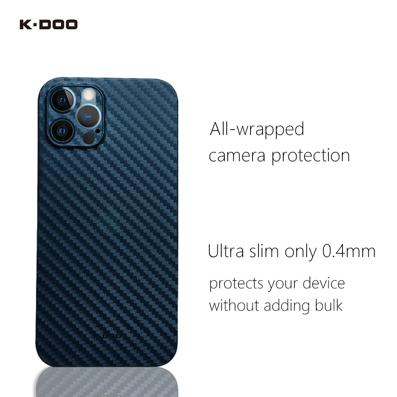 Ультратонкая задняя крышка K-Doo Air Carbon толщиной 0,4 мм, супертонкий чехол из углеродного волокна с рисунком для iphone12 /12pro/12mini/12promax ► Фото 2/6