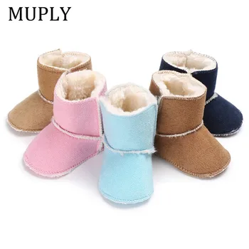 

0-18M Newborn Infant Baby Girls Snow Boots Winter Super Keep Warm Baby Shoes Solid Soft Button Plush Ankle Boots