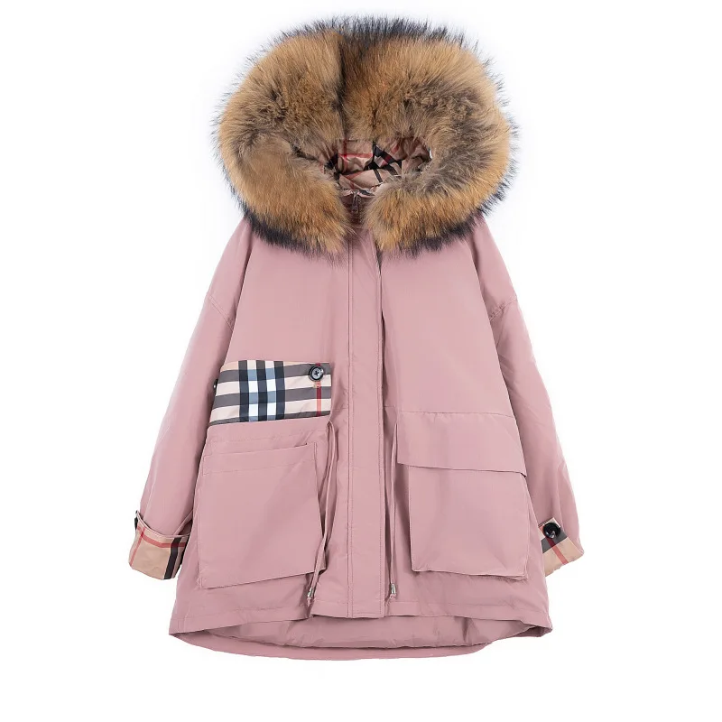 (TopFurMall) европейские женские парки пуховики куртки с реальной искусственной кожей