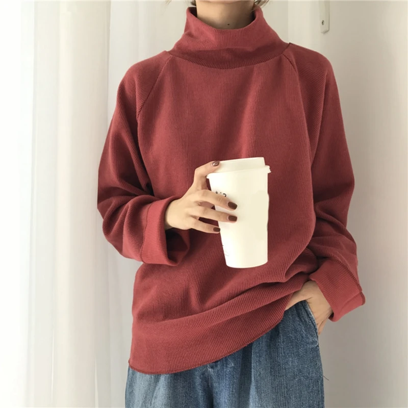 Vintage Red Sweater RINCININA, зимний женский свитер с длинным рукавом, вязаный пуловер, джемпер, водолазка, кашемировый свитер, женские повседневные свитера, женские - Цвет: Vintage Red Sweater