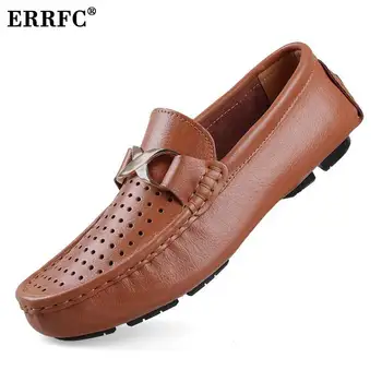 

New Arrival Summer Men Black Loafer Shoes Fashion Designer Cut Out Breathable Leisure Slip On Flats Man Plus Size 48 49 50