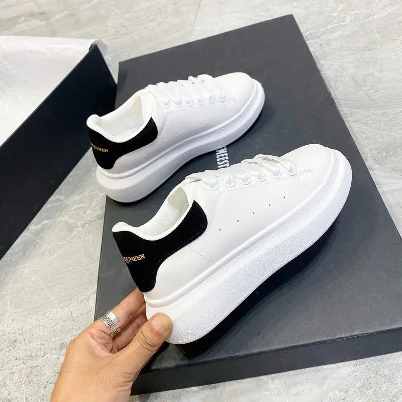 Men Causal Shoes Brand Spring Designer Wedges Leather White Sneakers Platform Trainers Mcqueens Male Walking for | Обувь