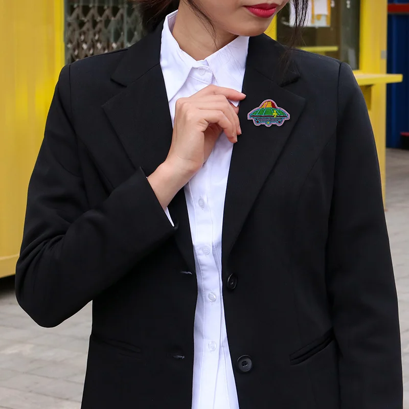 Hand made gold embroidery badges Space ship badge High-end clothes, hats pins for backpacks