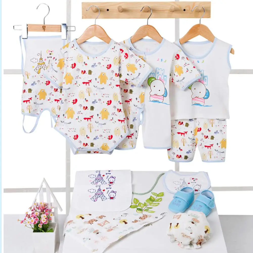 

Baby Clothes Set Cotton Cartoon Pattern Soft Short Sleeve Infant Clothing Baby Suit Gift Set 0-6 Months Baby Supplies