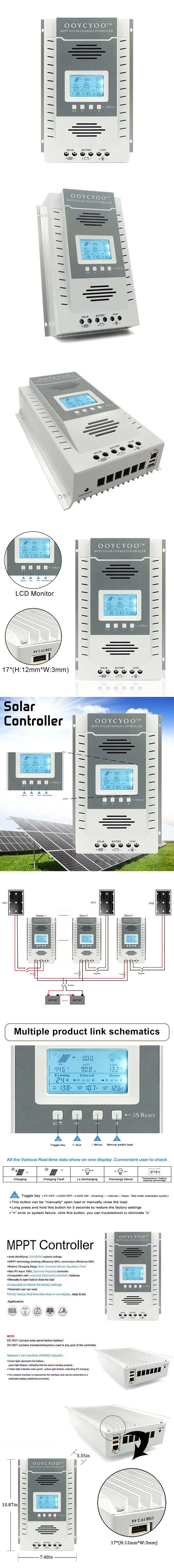 60-100A регулятор MPPT солнечной панели Контроллер заряда 12 V/24 V дистанционный дисплей