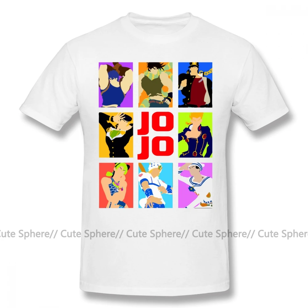 Jojo причудливая футболка Jojo S причудливая футболка с коротким рукавом летняя футболка забавная графическая 5x100 Хлопковая мужская футболка - Цвет: White
