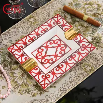 

Ashtray Ceramic Cigar Ash Tray Rectangular Porcelain Luxury Europe Fine Bone China for Boss Father Gift Decorative Table Office