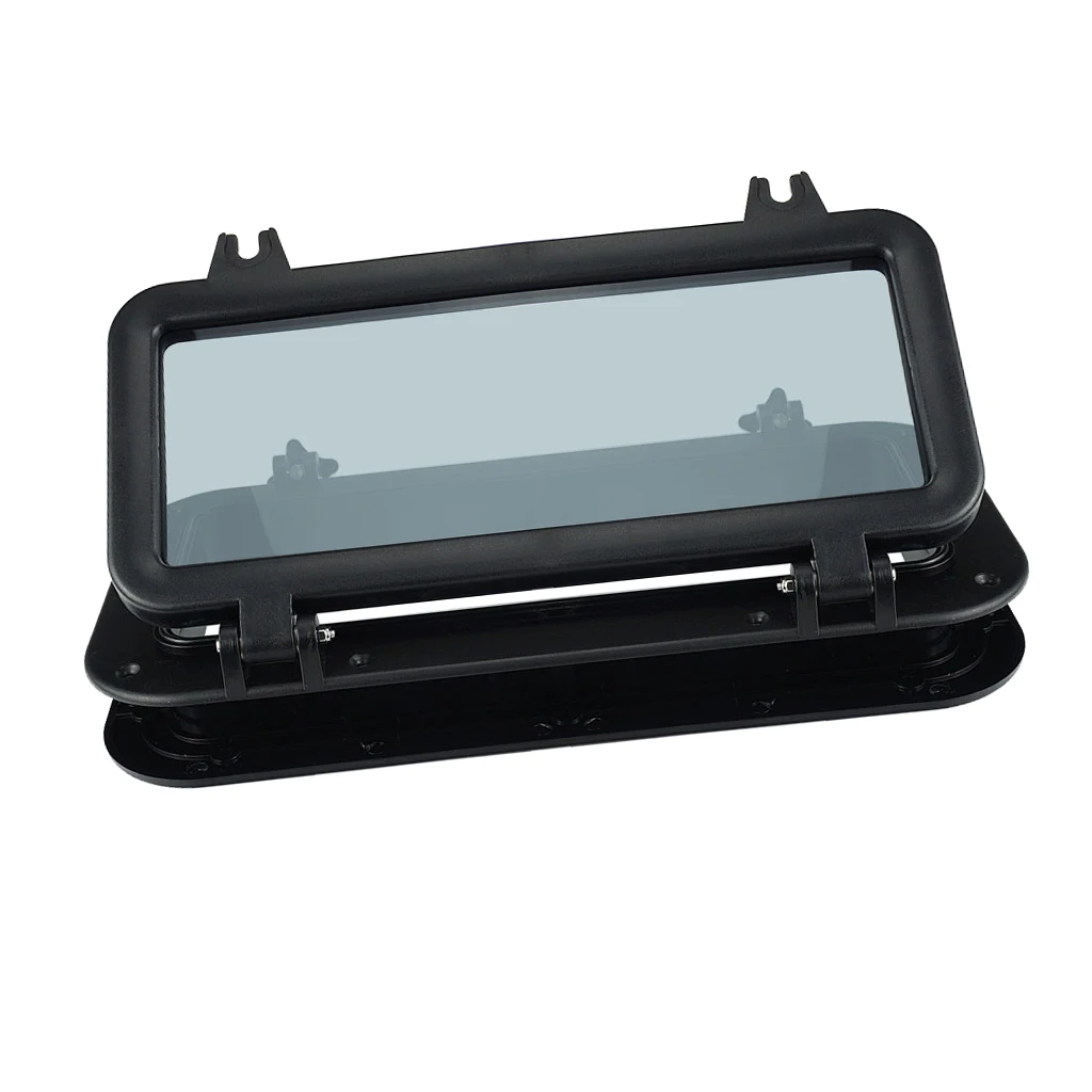 Rectangular Porthole Window with ABS Plastic & Tempered Glass for Boat, Yacht, Marine (Black)