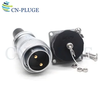 

WEIPU WS28 2 Pin 50A Waterproof Connector Square Panel Mount Automotive Connector Industrial Power Connector plug and socket