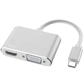 

2 in 1 USB C to 4K*2K HDMI VGA Adapter Type C to HDMI USB 3.1 HUB Converter USB C to VGA Adapter For Apple Macbook TV Samsung S8