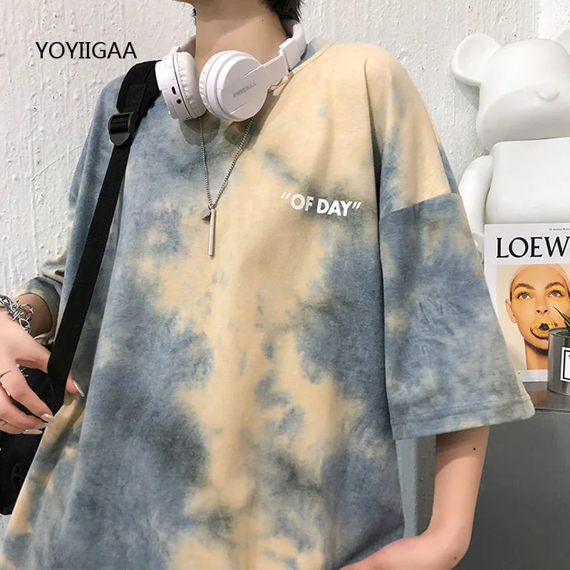 Tie Dye Women's T Shirt Summer Short Sleeve Female T-shirts Casual Tee Tops O-neck Loose Ladies Girls Tshirt Harajuku Women Tops