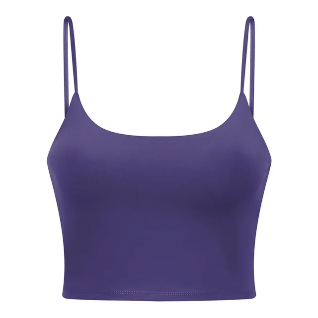 Solid Color Lulu Sport Tank Top Women Fitness Bra Yoga Vest No Rims With Chest Pad Butter Soft Beauty Back Half Sling Gym Clothe Violet