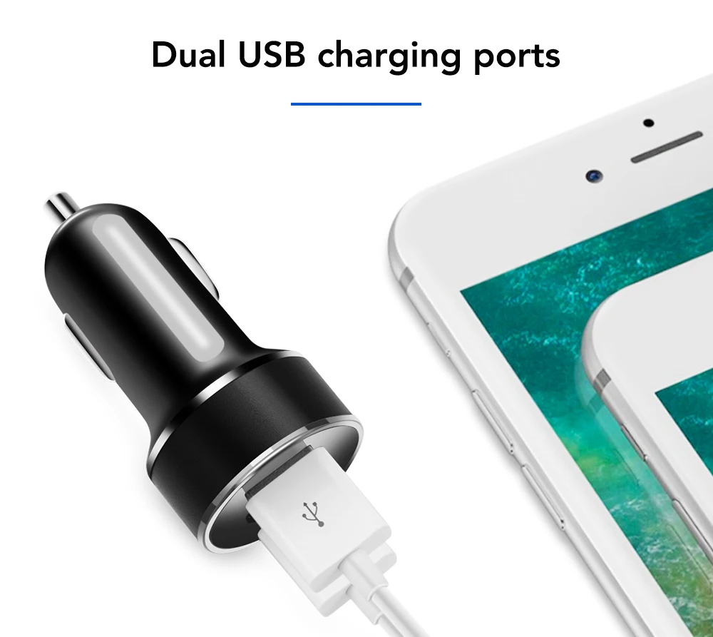 Автомобильное зарядное устройство с двумя портами USB для прикуривателя Hyundai Creta I10