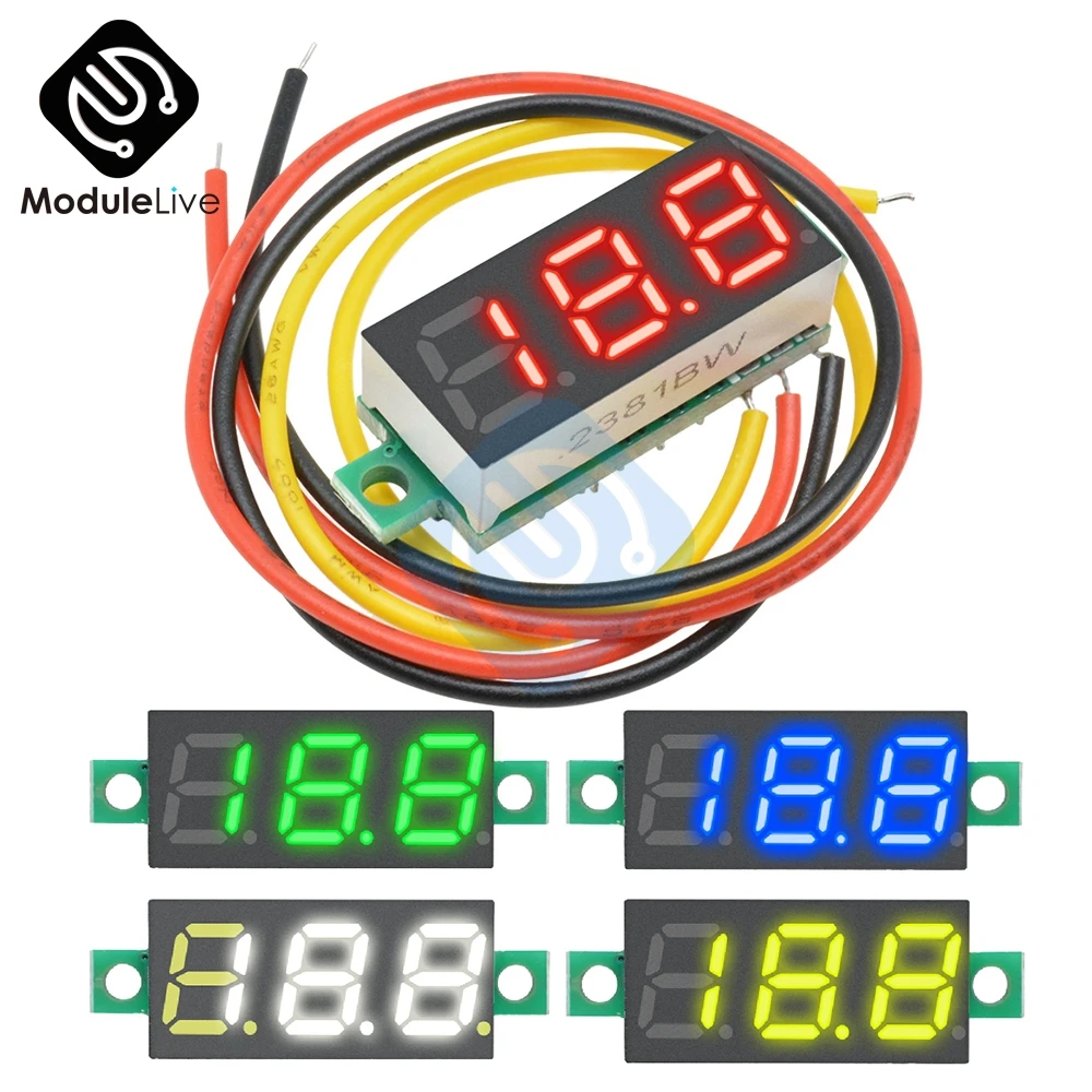 0.28" Mini DC Digital Panel Voltmeter Panel Mount LED Voltage Volt Meter 2 Wire 