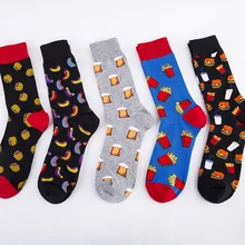 Забавные носки с изображением хот-дога, разноцветная гамбургерская Новинка, мужские креативные повседневные хлопковые носки