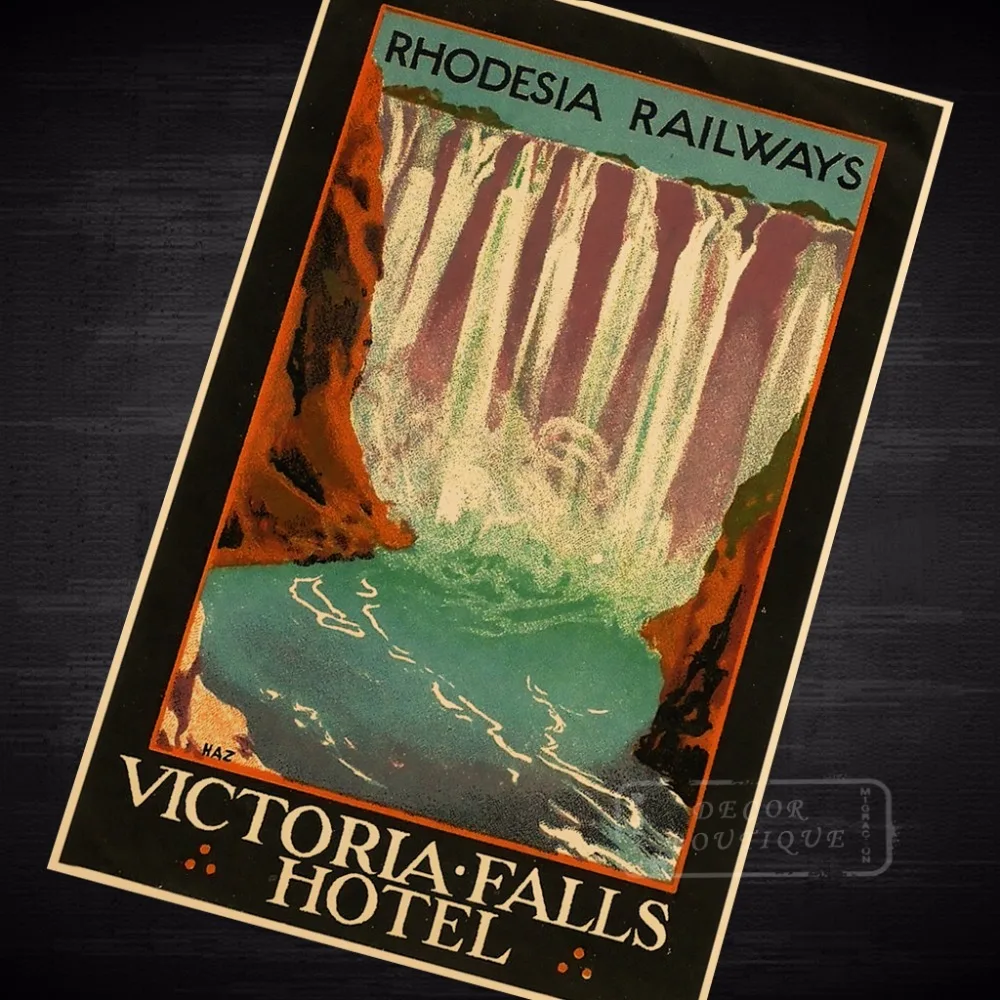 Родезия железные дороги Африка визит пейзаж путешествие старинный ретро постер