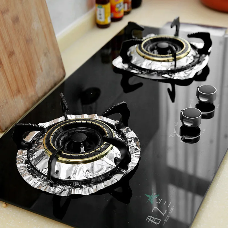 10pcs Set Gas Stove Protector Non Stick Tin Foil Gas Stove Burner Cover Mat Pad Clean Liner For Kitchen Cookware Sponges Scouring Pads Aliexpress