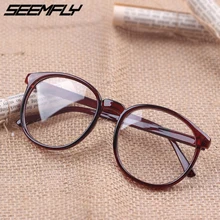 Seemfly для мужчин и женщин оправа для очков в ретростиле большой круглый оправа для очков очки с прозрачными линзами женские мужские леопардовые винтажные очки
