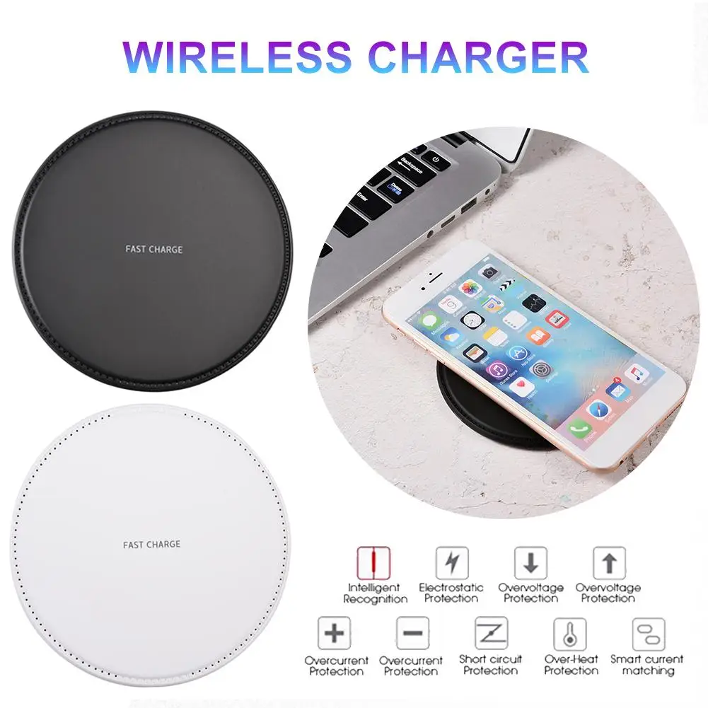 

2019 15W Qi Fast Wireless Charger For Samsung For IPhone For Huawei For Xiaomi Black/White Charging Pad #YL15