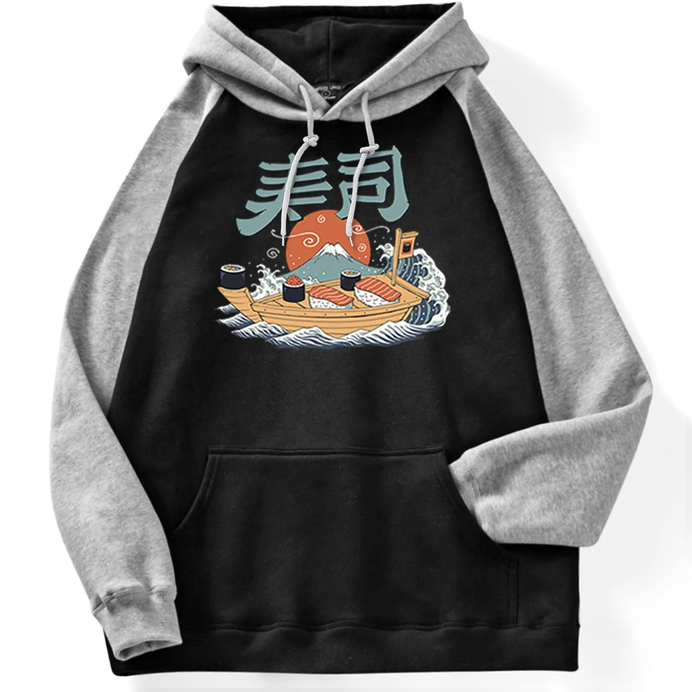

Gourmet Sailing On The Sea Men Hoodies Japanese Sushi Pattern Streetwear Sweatshirt Men Funny Cool Tracksuits For Mens Loose