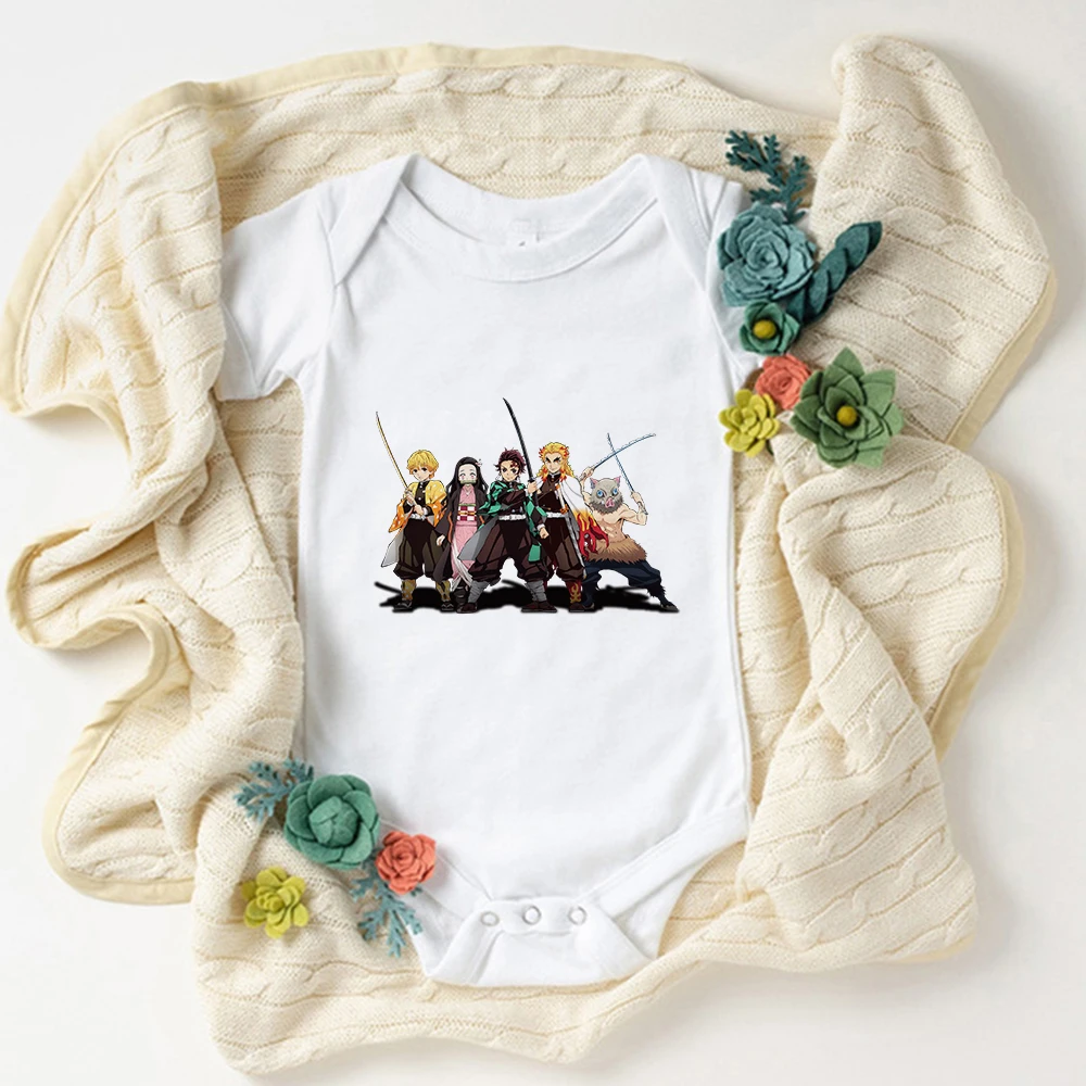 Baby Unisex Clothes Onesies Anime Demon Slayer Fashion 2022 Newborn Boy Bodysuit Cartoon Cute Infant Girl Clothes One-Pieces 6