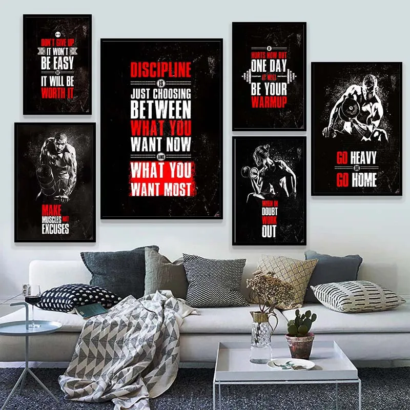 Fitness Gym Bodybuilding Motivation canvas wall home Decor quality choose size 