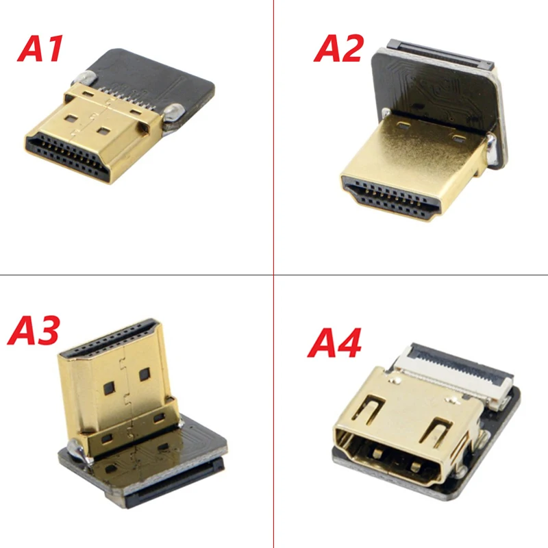 1pcs A4 FPV кабель Micro Mini HDMI 90 градусов разъем адаптера шаг 20pin для мультикоптера аэрофотосъемки - Цвет: 1pcs A4