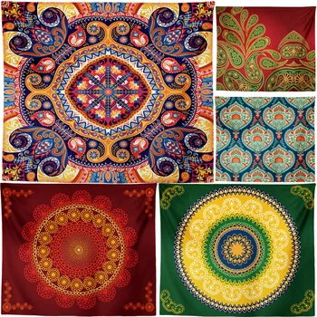 

Yaapeet 1pc Psychedelic Wall Tapestry Retro Mandala Wall Hanging Polyester Dream Catcher Hanging Tapestry Indian Home Decor