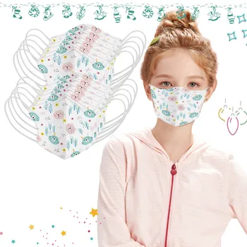 

10pc 3-layer Children's Student Mask Cartoon Print Face Masks Disposable Protection Mouth Mask Mascarillas Windproof Mondkapjes