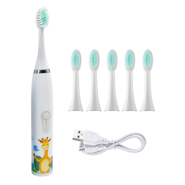 Electric Toothbrush for Children Kids Smart Tooth Brush Soft Silicon Cartoon 6 Heads Baby Child Toothbrush Teeth Cleaning