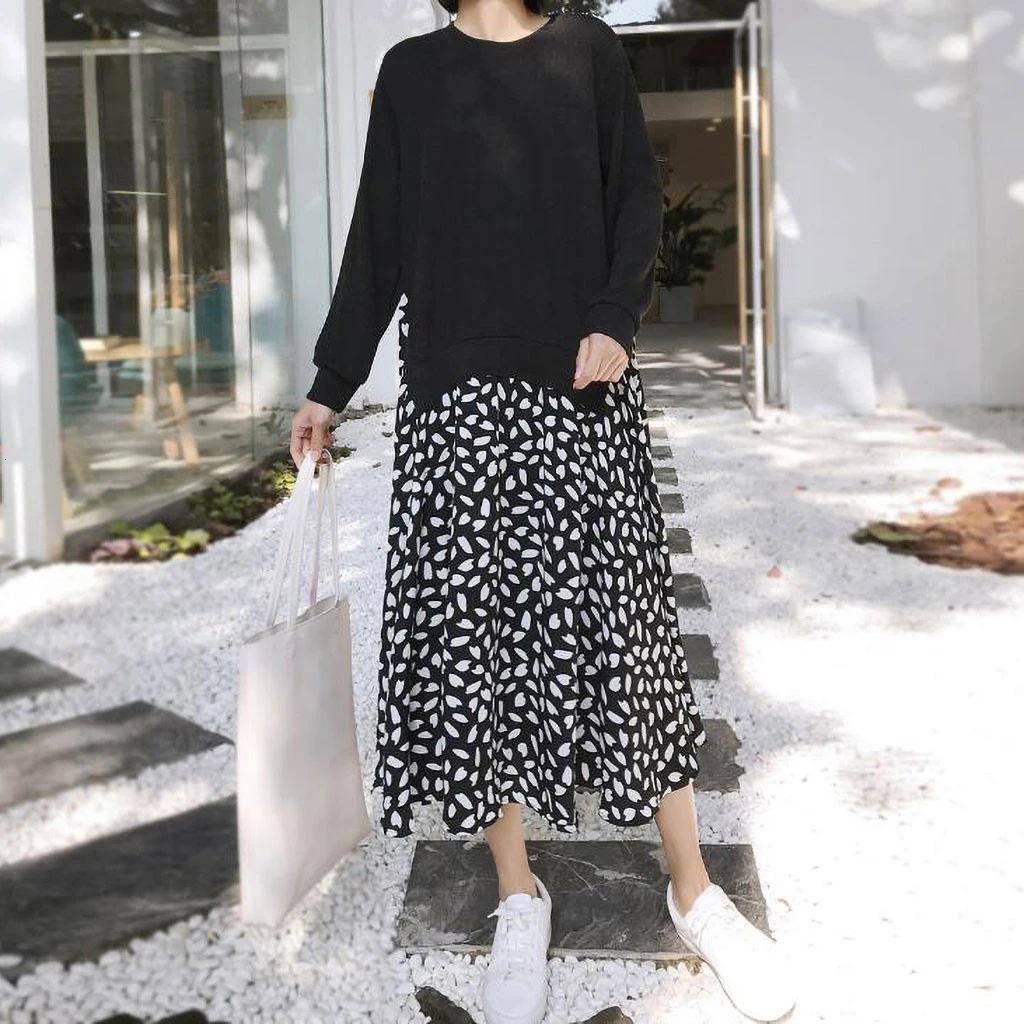 

Women Dress Ladies Knit Dress Long Length Fall Winter Body Cover Large Size Loose Fashion Female Autumn Winter Party Dress M140#