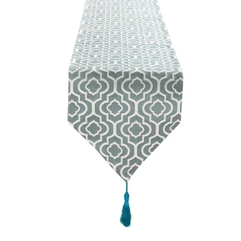 

Daily Baby Shower Party Cotton Linen Wedding Table Runner Dustproof Geometric Pattern Kitchen Home Decor Washable With Tassels