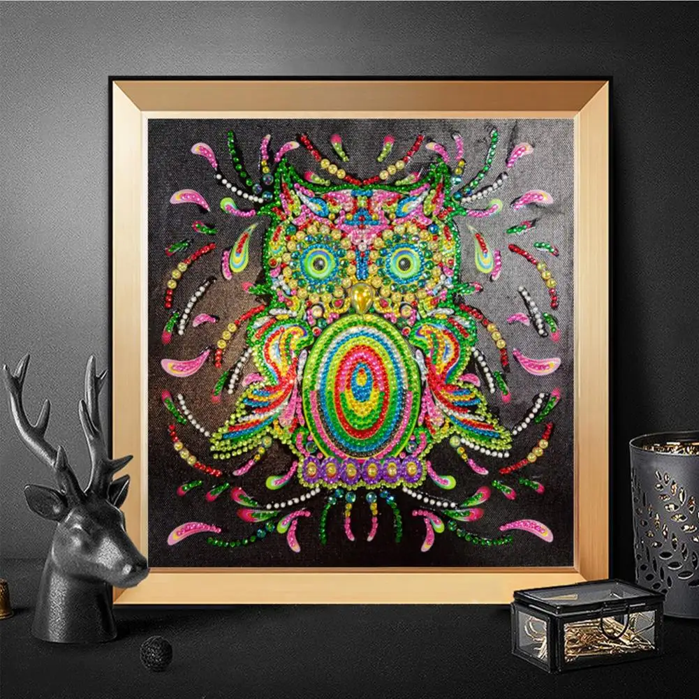 

30x30cm Owl Pattern Multi-shape Partial Resin Diamond Painting Cross Stitch