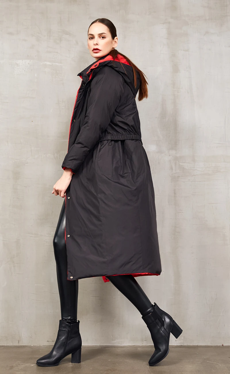 Eva freedom new winter Europe and the United States long two-faced down jacket women