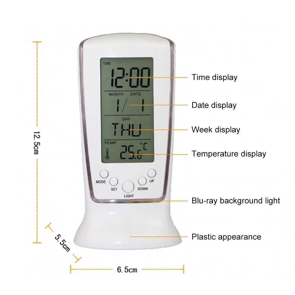 Цифровой зеркальный светодиодный дисплей с 5 кнопками, будильник, настольные часы, температурный календарь, функция повтора сигнала с USB, 1 шт., 14x50x3,4 см - Цвет: B