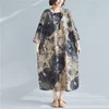 Johnature Women Vintage Print Floral Dresses O-Neck Long Sleeve 2022 Spring New Cotton Blend Chinese Style Women Casual Dresses ► Photo 1/6